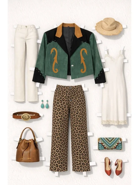 VINTAGE PIONEER WEAR WESTERN leather jacket green size M, cowgirl - Picture 3 of 8